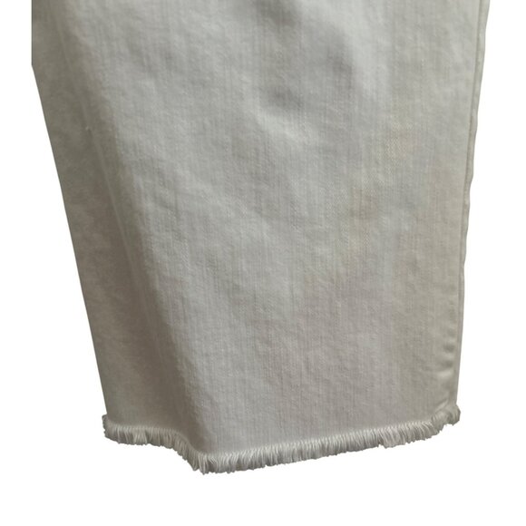 Loft White Womens Mid-Rise Cropped Elastic Waist Jeans With Frayed Hem Size 4 - Picture 3 of 8
